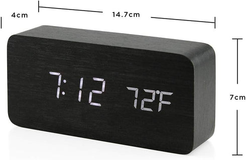 OCT17 Wooden Digital Alarm Clock - Multi-Function Smart Alarm Clock with USB Power Supply, Black