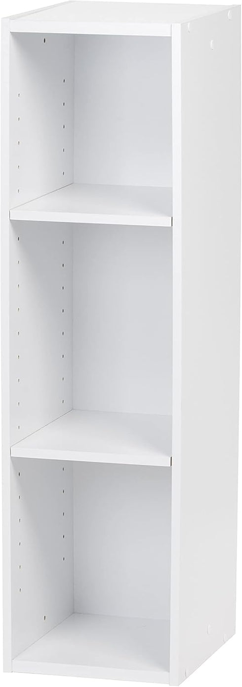 IRIS USA 3-Tier Cubby Storage Bookshelf with Adjustable Shelves, 10" Width Stackable