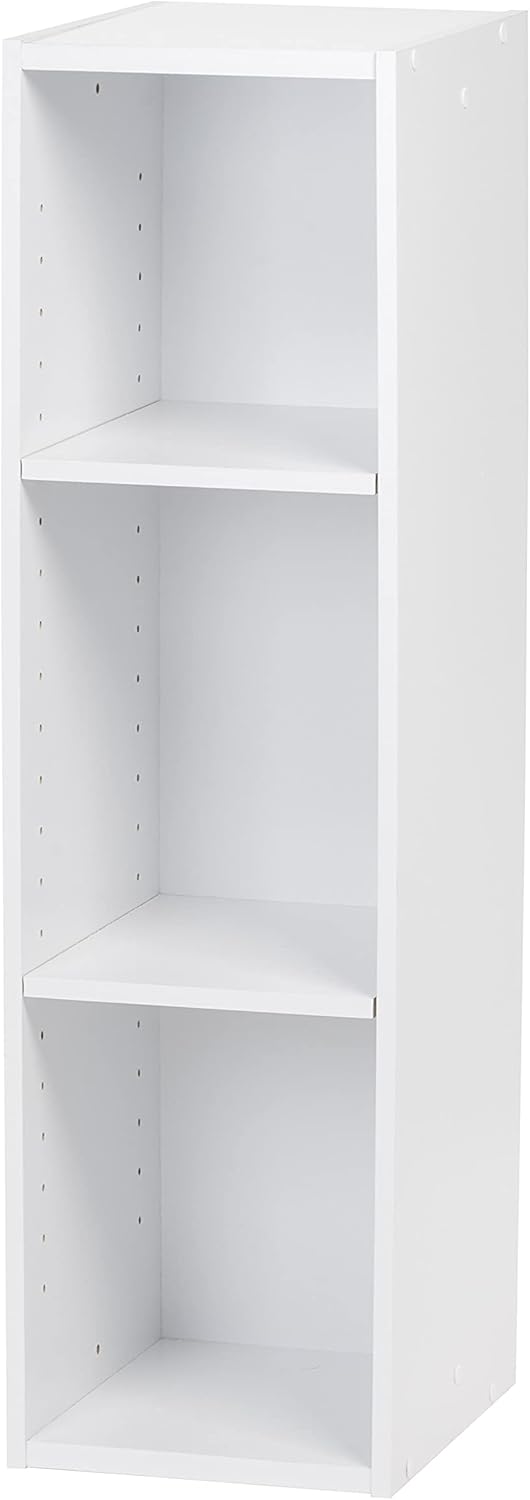 IRIS USA 3-Tier Cubby Storage Bookshelf with Adjustable Shelves, 10" Width Stackable