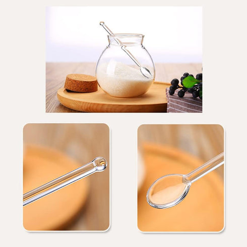 4 Pcs Clear Glass Tea Spoon, Long Handle Stirring Spoon for Coffee, Iced Tea, Cocktail, Dessert