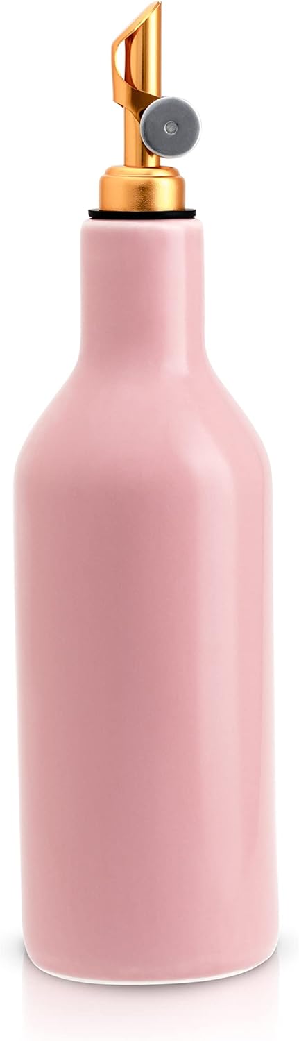 Ceramic Pink Olive Oil Dispenser for Kitchen, Coffee Syrup Dispenser, Oil and Vinegar Cruet, Olive Oil Decanter,
