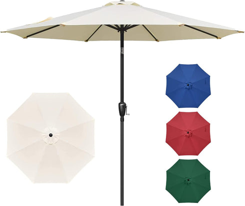 YSSOA 9' Patio Umbrella, Outdoor Table Market Yard Umbrella with 8 Sturdy Ribs, Beige