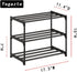 Yegazte Closet(3-Tier,Black) Small Metal Shoe Rack,Stackable Shoe Shelf Storage Organizer for Entryway, Hallway