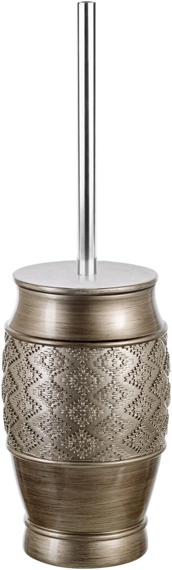 Set Creative Scents Dublin Silver Toilet Brush - Toilet Bowl Cleaner Brush and Holder - Decorative Bathroom Cleaner
