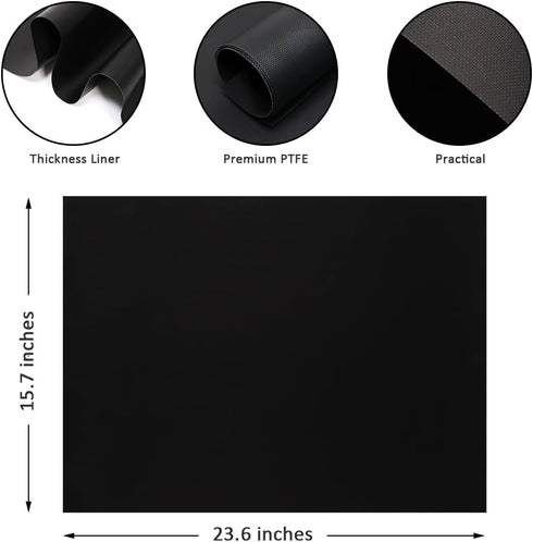 Large Oven Liners for Bottom of Oven, 3 Pack Heavy Duty Oven Mat Set, Thick Oven Liners for Bottom of Electric Oven, Reusable Oven Protector Liner, 15.75 x 23.62 Inch, Black by Goalfly