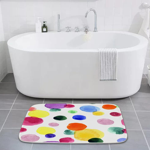 TheBlackSpot Colorful Cartoon Polka Dot Bathroom Rugs, Non Slip Bath Mat, Imitation Cashmere Door Rug
