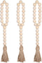 Garneck Wood Bead Garland, Rustic Country Decor Prayer Beads for Home Door Knob Christmas Decoration
