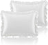 SiinvdaBZX Ruffled Queen Satin Pillowcase Set of 2, Ivory White Silky Satin Pillow Cases for Women, Ruffle Pillow Shams