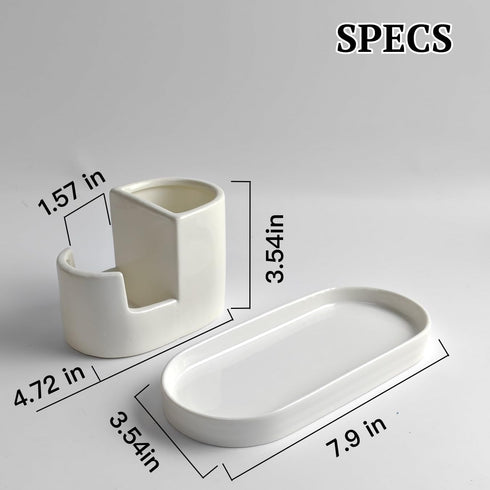 3 1 Set, Countertops Countertop, in Ceramic Sponge&Brush Holder and Soap Tray Leak-Proof Design to Keep Dry, Flexible