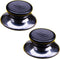 2 Sets Universal Pot Lid Cover Knob Handle, Replacement Pot Grip Knob Cap 2.7" Stainless Steel Base - Black+Silver