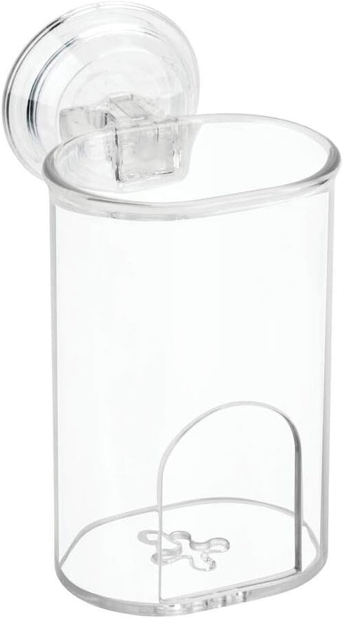 2 Pack mDesign Compact Plastic Suction Storage Center for Bathroom Organization of Toothbrushes, Electric Toothbrushes