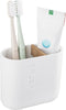 Bamboo Electric Toothbrush Holder, Bathroom Storage Organizer for Toothpaste, Floss, Razor, White
