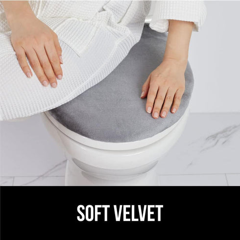GORILLA GRIP Thick Memory Foam Toilet Lid Seat Cover, Soft Velvet, Machine Wash, Graphite, 19.5x18.5