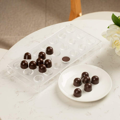 Restaurantware Pastry Tek Chocolate Mold, 10.8 x 3.5 Inch, 1 Half Sphere Candy Mold, 21 Compartments