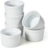Ramekins Set of 6, 8 oz White Porcelain Dipping Sauce Dishes for Baking, Souffle, and Custard