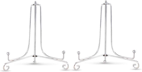 Artliving 2 Pack 5 Inch Iron Plate Stand, Silver Easel Display for Photos, Decorative Plates, Tablets, and Art