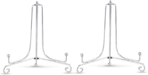 Artliving 2 Pack 5 Inch Iron Plate Stand, Silver Easel Display for Photos, Decorative Plates, Tablets, and Art
