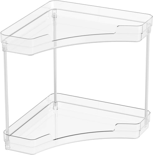 Yieach 2 Counter Countertop,Two Tier Corner Bathroom Organizer,Clear Sink Shelf,Bathroom Corner Organizer and Storage