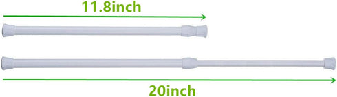 Cupboard Bars Tension Rods, 4 Pack Spring Tension Curtain Rods 11.8-20 Inches Adjustable (White)