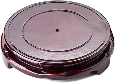 GOLDY&WENDY Brown Wood Oriental Style Round Veneer Base for Vase Lamp Teapot - Non-Rotatable Stable Home Decoration