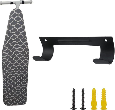 Ironing Board Hanger Wall Mount, Organizer Wall Rack for Laundry Rooms, Storage Rack Hanging Shelf Hanger (Black)
