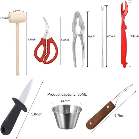 Ymkf Sqqr 32 Hammer,and Set PCS Seafood Tools Include Crab Crackers, Seafood Scissors,Oyster Knife, Shrimp Deveiner