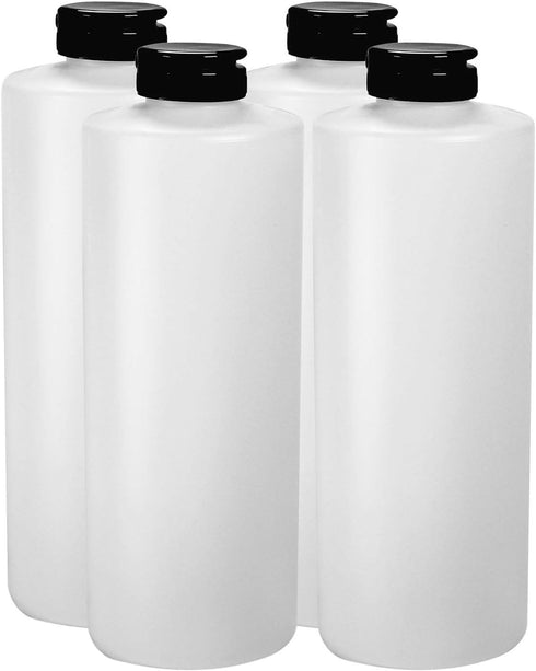 Pinnacle Mercantile Plastic Condiment Squeeze Bottles, Dispensing with Black Flip Top Hinged Cap, Large 32 oz Empty Set