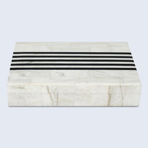 12 6 2 Handicrafts Home Large Decorative Storage Box with Lid Black White Modern Storage Box, Remote Control Organizer