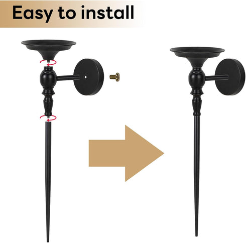 Tim&Lin Set 2, Wall Sconce Candle Holder of Large Black Scepter Design Metal Wall Candle Holder, Home Wall Decoration