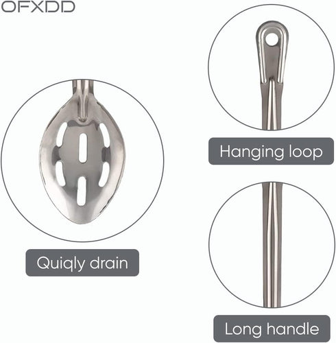 Perforated Stainless Steel Spoon - Large Slotted Serving Spoons for Restaurant Cooking, 3 Pcs