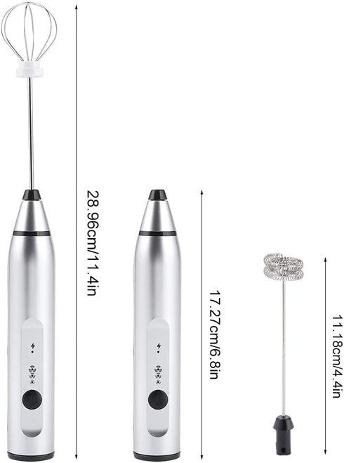 Electric Egg Blender, USB Rechargeable Handheld Egg Beater, Milk Frother for Coffee, Latte, Hot Chocolate (Silver)