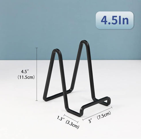 Plate Holder Easel Display Stand, 4.5 Inch Metal Plate Stands for Display, Black Iron Easels for Pictures, 4 Pack