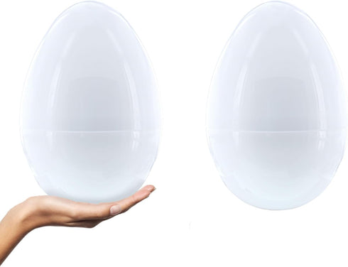 Set of 2 White Giant Fillable Plastic Easter Eggs Jumbo Large Size