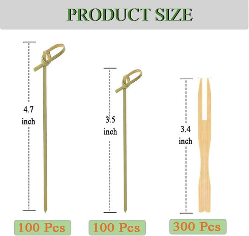 500 Pcs Bamboo Cocktail Appetizer Forks Set, 200 Pcs Sandwich Skewer Picks & 300 Pcs Mini Wooden Forks