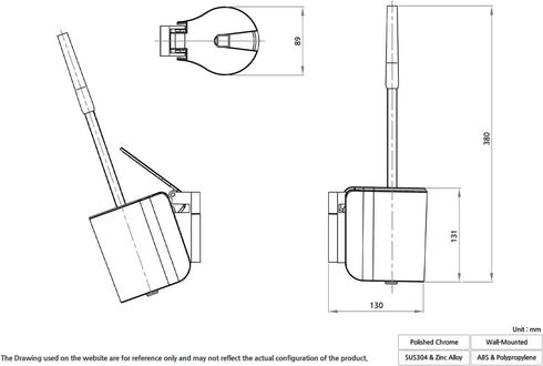 Toilet Brush with Holder, SUS304 Stainless Steel Bathroom Cleaning Brush, Wall-Mounted ECK-056-1K