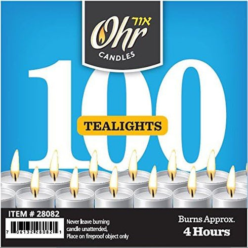 OHR CANDLES Tealight Candles – 100 Pack Bulk Unscented Tea Lights, White, 4 Hour Burn Time