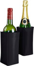 Wine Bottle Chiller, Cooling Gel Sleeve Wrap for Outdoor, Travel, Parties, Black, Pack of 2
