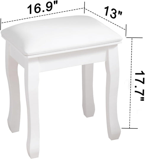 AVGVLIJ Vanity Stool, Padded Makeup Chair Bench with Solid Wood Legs, Dressing Table Seat, Cute Vanity Stools