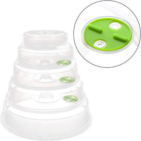 Set of 5 Microwave Plate Covers with Adjustable Steam Vents; Splatter Covers for Large & Small Food Plates
