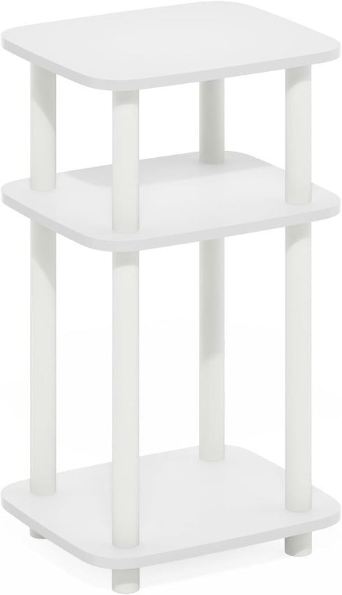 3-Tier Furinno JUST Side Table, Turn-N-Tube End Table with Open Shelf, Round Curve Corner Night Stand, Bedside Table