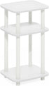3-Tier Furinno JUST Side Table, Turn-N-Tube End Table with Open Shelf, Round Curve Corner Night Stand, Bedside Table