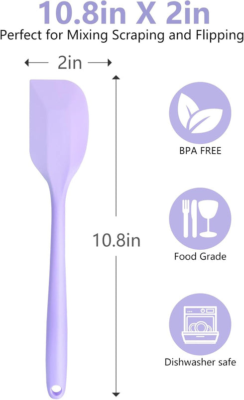 Purple Rubber Spatula for Kitchen Use, 10.8In Silicone Spatulas for Cooking Heat Resistant, Flexible Small kitchen Spatula for Kitchen Nonstick Cookware, Seamless & Dishwasher Safe by DUFEIMOY