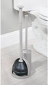 mDesign Hidden Plunger and Brush Set for Toilet Bowl - Brush Cleaner and Plunger Combo with Holder Caddy for Bathroom - Modern Toilet Brush and Plunger Set - Aura Collection - Light Gray by mDesign