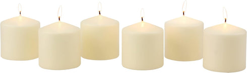 Stonebriar 6 Pack Tall 3 x 3 Inch 18 Hour Long Burning Unscented Ivory Wax Pillar Candles