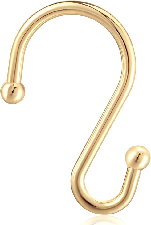 Set of 12 Gold Shower Curtain Rings Hooks - CHICTIE Decorative Metal Rust Resistant S Shaped Hooks