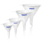 4pc Funnel Nesting Set in BPA Free Plastic for Kitchen Cooking, Home, Car Oil Use (White)