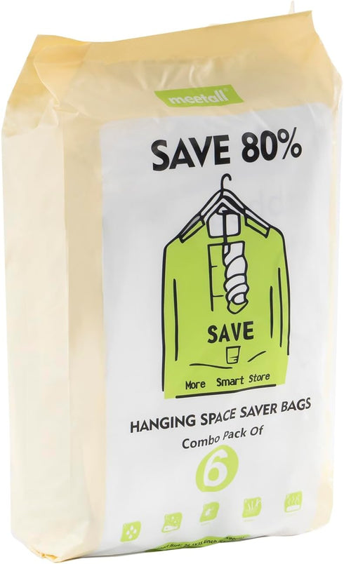 meetall 6Pack Hangers.3pcs 26.3x35.4inch(67x90cm) 3pcs 26.3x43.3inch (67x110cm).Work Hanging Vacuum Storage Bag