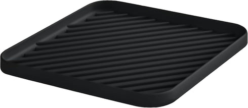 Black Silicone Organizer Tray for Kitchen Sink and Bathroom, Non-Slip Dishwasher Tray, Versatile Drawer Organizer