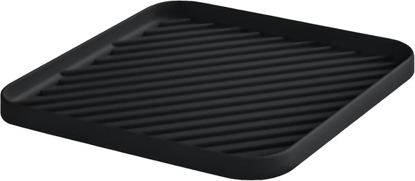 Black Silicone Organizer Tray for Kitchen Sink and Bathroom, Non-Slip Dishwasher Tray, Versatile Drawer Organizer