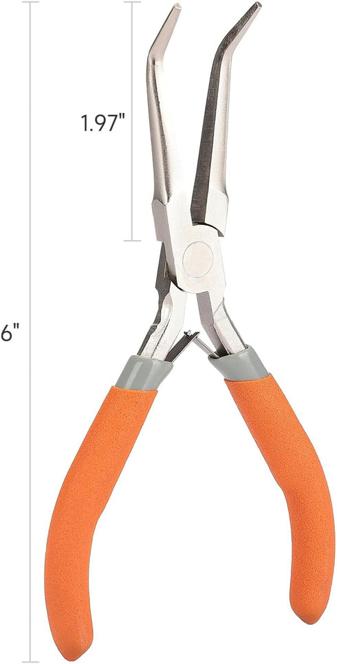 Fish Bone Pliers/Tweezers 6 Inches Bent nose pliers Curved Stainless Steel With Non-Slip Grip